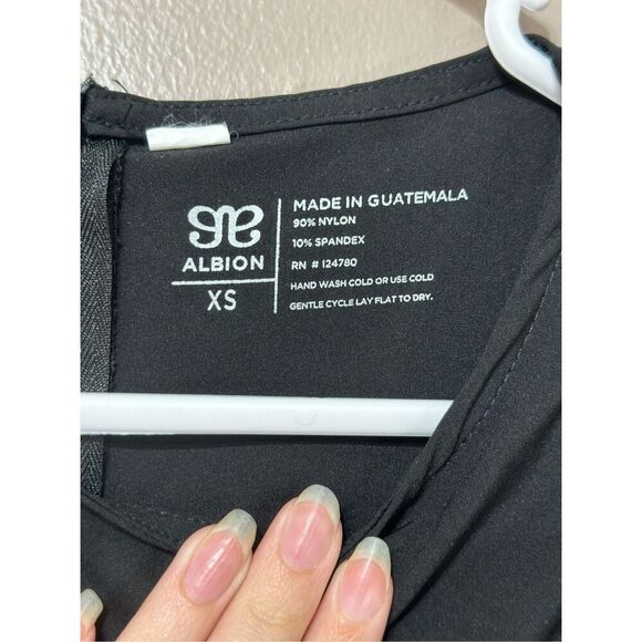 NWOT Albion Going Places Nylon Dress Black Cap Sleeves Drawstring Waist Women's - Picture 8 of 14